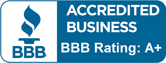Better Business Bureau Accredited Business logo with an A+ rating.